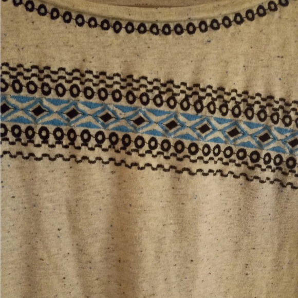 LOFT Off-white top with Blue & Black embroidery - Size Large - Picture 3 of 4